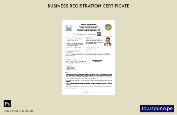 listo para imprimir Certificado de registro de India Madhya Pradesh Plantilla de